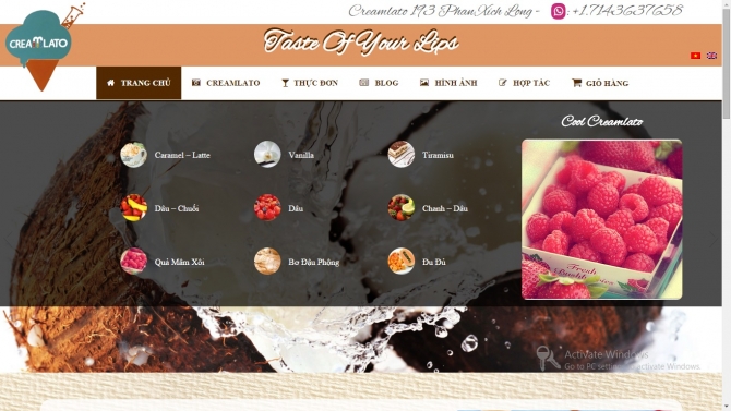 Website về kem tươi