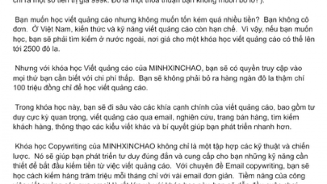 Viết quảng c&aacute;o b&aacute;n h&agrave;ng