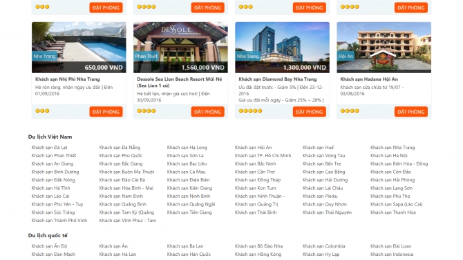 Website dịch vụ du lịch, kh&aacute;ch sạn, v&eacute; m&aacute;y bay