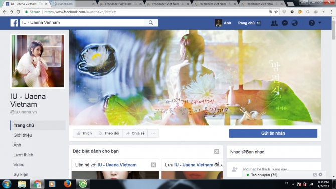 Quản l&yacute; Fanpage IU-Uaena Vietnam