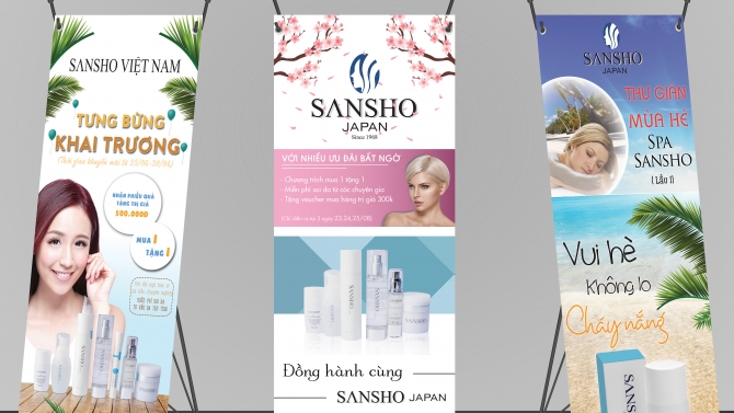 Standee c&aacute;c hoạt động của Sansho