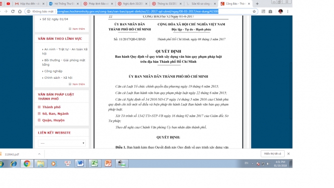 Tham mưu ban h&agrave;nh Quyết định 11/2017/QĐ-UBND về quy tr&igrave;nh ban h&agrave;nh văn bản quy phạm ph&aacute;p luật.