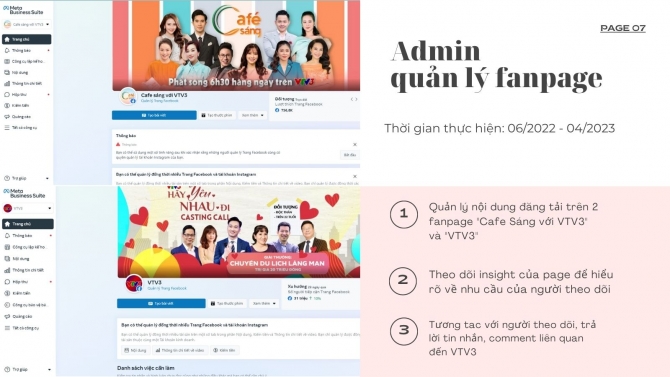 Admin quản l&yacute; 2 fanpage "Cafe S&aacute;ng với VTV3" v&agrave; "VTV3"