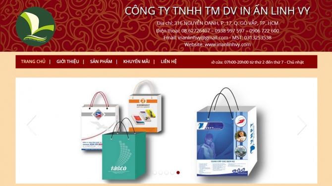 Thiết kế website b&aacute;n h&agrave;ng In Ấn Linh Vy