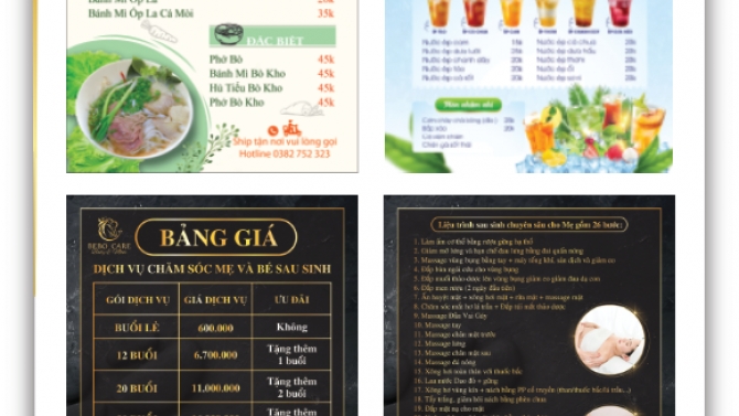 thiết kế menu