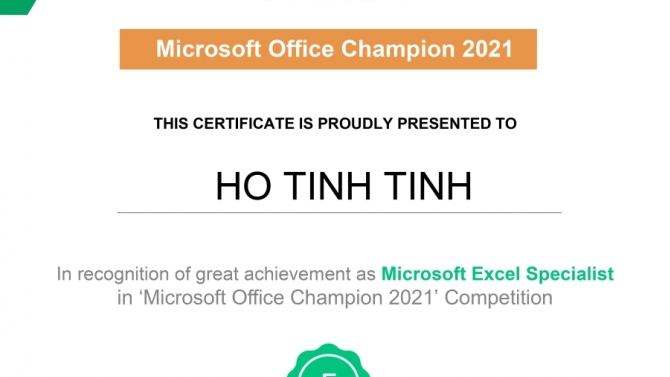 Chứng chỉ excel