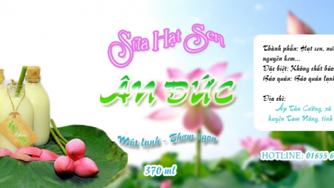Thiết kế nh&atilde;n b&igrave;a sữa hạt sen