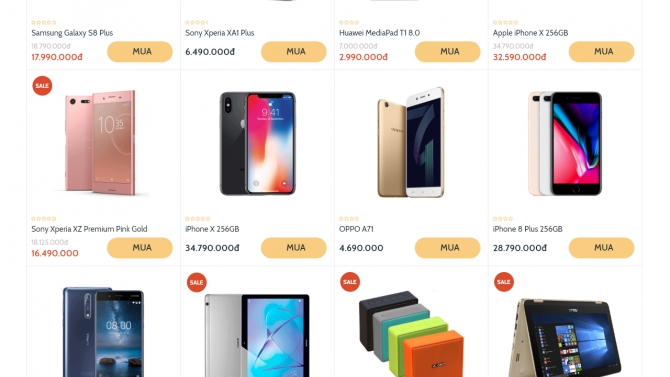 Homepage b&aacute;n điện thoại