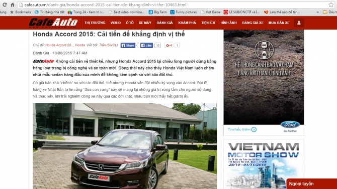 B&agrave;i đ&aacute;nh gi&aacute; Honda Accord 2015
