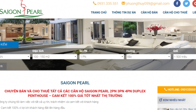 Thiết kế website bất động sản SAIGON PEARL