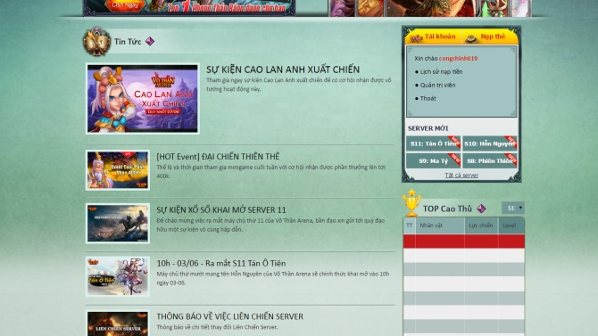 Web game V&otilde; Thần Arena