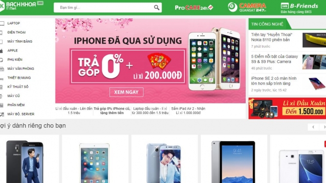 Thiết kế website Bachkhoashop.com