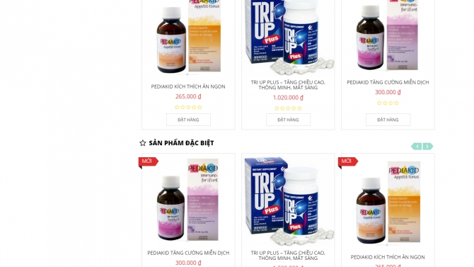 web b&aacute;n h&agrave;ng thực phẩm chức năng