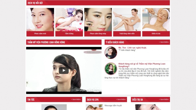 Thiết kế website Thẩm mỹ viện Phương Loan Hồng K&ocirc;ng