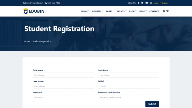 Giao diện website Edubin