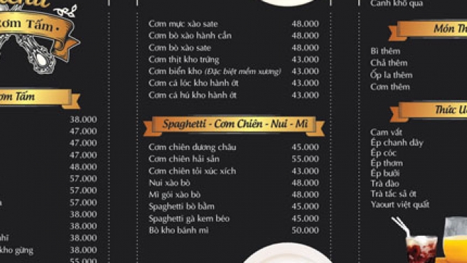 Tờ rơi Menu Qu&aacute;n ăn HP Food
