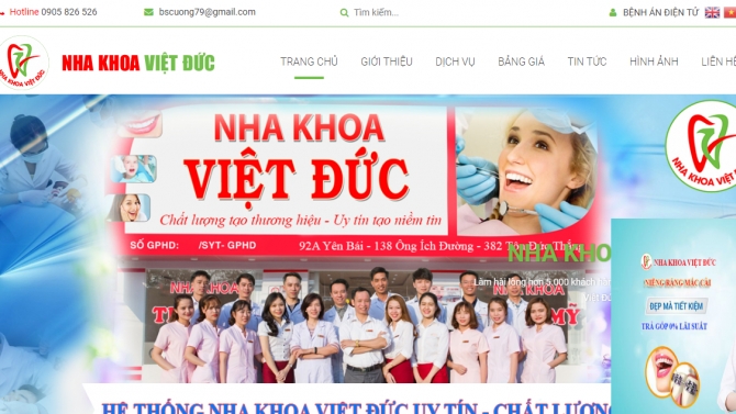 Thiết kế website hệ thống nha khoa Việt Đức