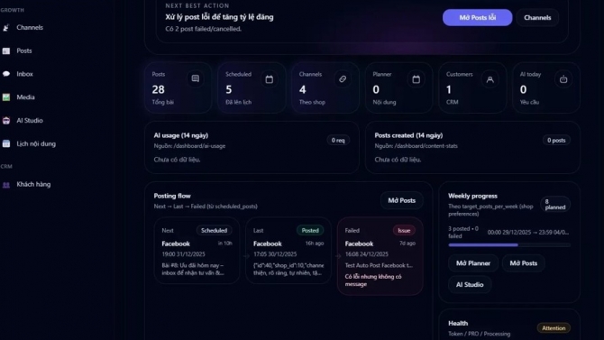 Hệ thống tự động đăng b&agrave;i Facebook bằng AI (Auto-post & Scheduler)