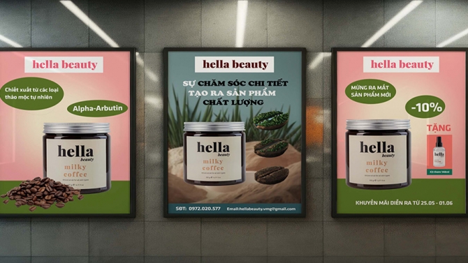 Thiết kế poster sản phẩm thương hiệu Hella Beauty