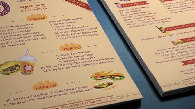 Thiết kế menu cho bakery