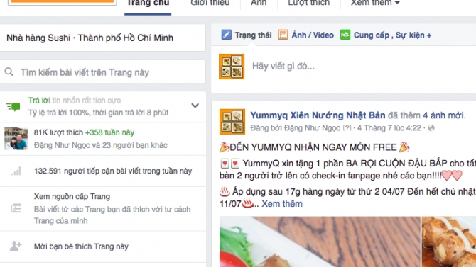Quản l&yacute; Fanpage, chăm s&oacute;c h&igrave;nh ảnh v&agrave; lập kế hoạch marketing cho thương hiệu nh&agrave; h&agrave;ng YummyQ