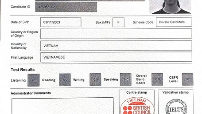 Chứng chỉ IELTS 6.5