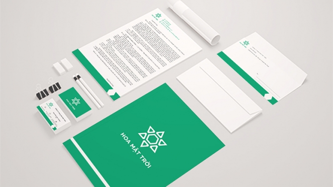 Logo V&agrave; bộ nhận diện thương hiệu Hoa Mặt Trời