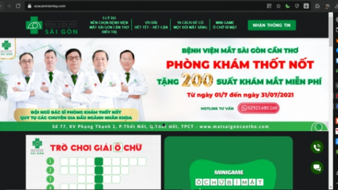 Thiết kế website Bệnh viện Mắt S&agrave;i G&ograve;n