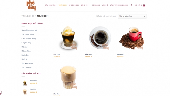 Dự &aacute;n thiết kế Website Chuỗi Cafe Nhượng quyền Pheday Cafe