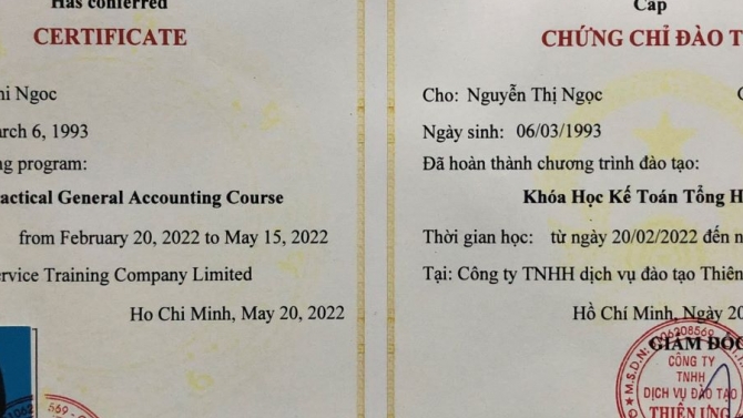 Chứng chỉ kế to&aacute;n