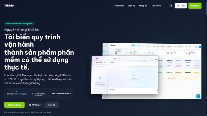 Tribao Portfolio - Website Thương Hiệu C&aacute; Nh&acirc;n & Showcase Năng Lực