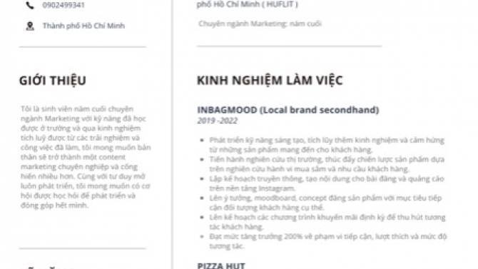 Cv TRƯƠNG HẢI YẾN