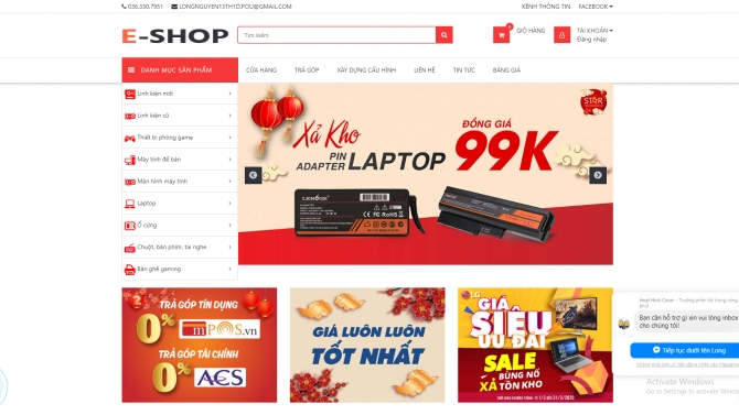 Website b&aacute;n h&agrave;ng demo