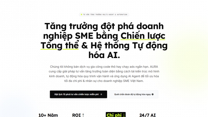 Aura AI &mdash; website studio k&egrave;m trợ l&yacute; AI lọc nhu cầu kh&aacute;ch