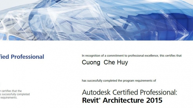 Autodesk REVIT Architecture 2015 Certificate