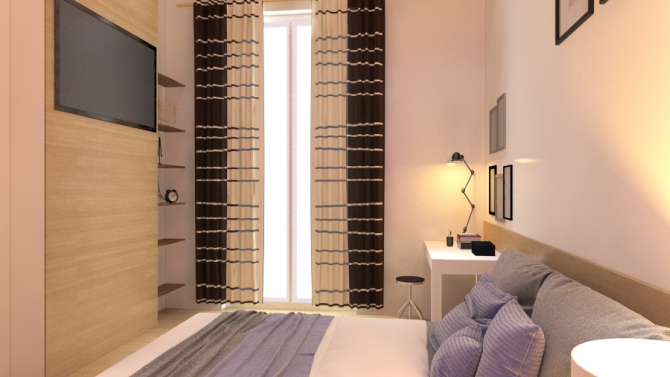 thiết kế ph&ograve;ng ngủ căn hộ chung cư - minh họa 3dsmax
