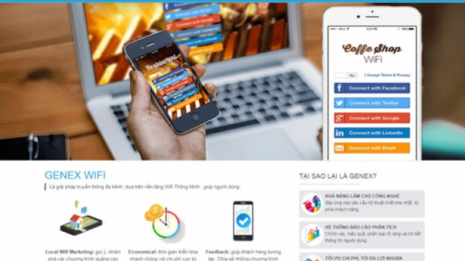 Thiết kế lập tr&igrave;nh ho&agrave;n thiện website Genex Wifi - Wifi Marketing & Ads