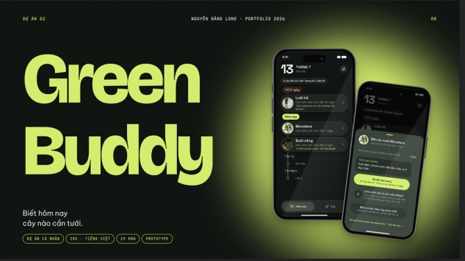 GreenBuddy &ndash; Thiết kế UX/UI app iOS nhắc tưới c&acirc;y (19 m&agrave;n, prototype)