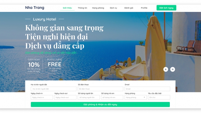 Thiết kế Landing page Kh&aacute;ch sạn Nha Trang