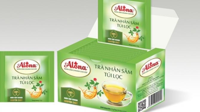 Thiết kế bao b&igrave; ALONA tr&agrave; Nh&acirc;n s&acirc;m t&uacute;i lọc
