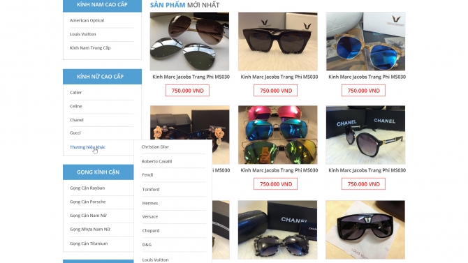 Web thương mại điện tử mua b&aacute;n mắt k&iacute;nh