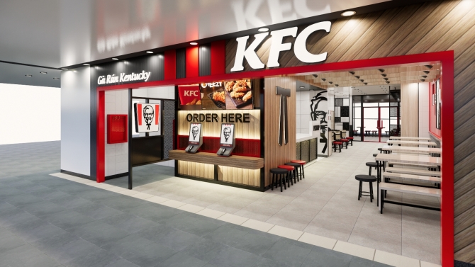 thiết kế gian h&agrave;ng KFC
