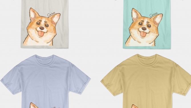 Thiết kế mẫu &aacute;o T-shirt ch&oacute; Corgi