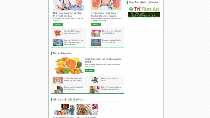 X&acirc;y dựng lại trang chủ v&agrave; Sale Page Website Trĩ T&acirc;m An