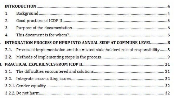 INTEGRATION OF HOUSEHOLD&rsquo;S POVERTY REDUCTION PLAN INTO THE SOCIAL ECONOMIC DEVELOPMENT PLANNING AT COMMUNE LEVEL