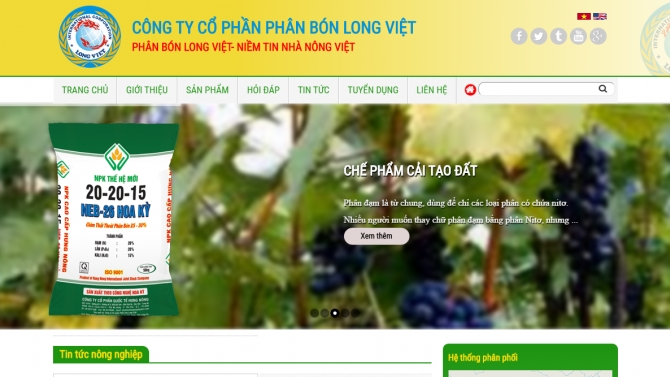Web C&ocirc;ng ty cổ phần ph&acirc;n b&oacute;n Long Việt