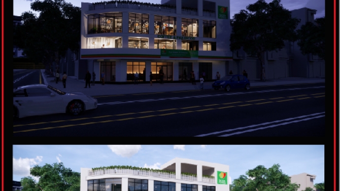 Thiết kế cửa h&agrave;ng fastfood Trần Hưng Đạo
