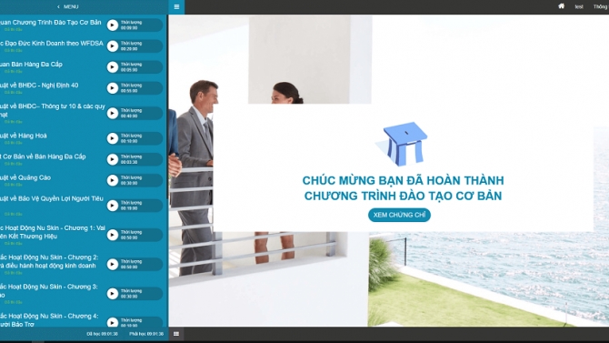 Website học trực tuyến, cấp chứng chỉ Thư Viện Nu Skin