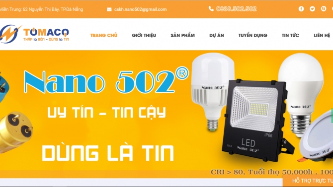 Thiết kế website cho c&ocirc;ng ty đ&egrave;n LED Tomaco Đ&agrave; Nẵng