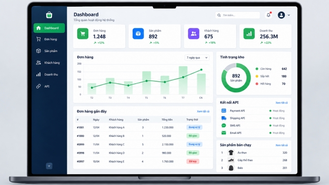Dashboard quản l&yacute; đơn h&agrave;ng & kho bằng Laravel &ndash; Dự &aacute;n Demo